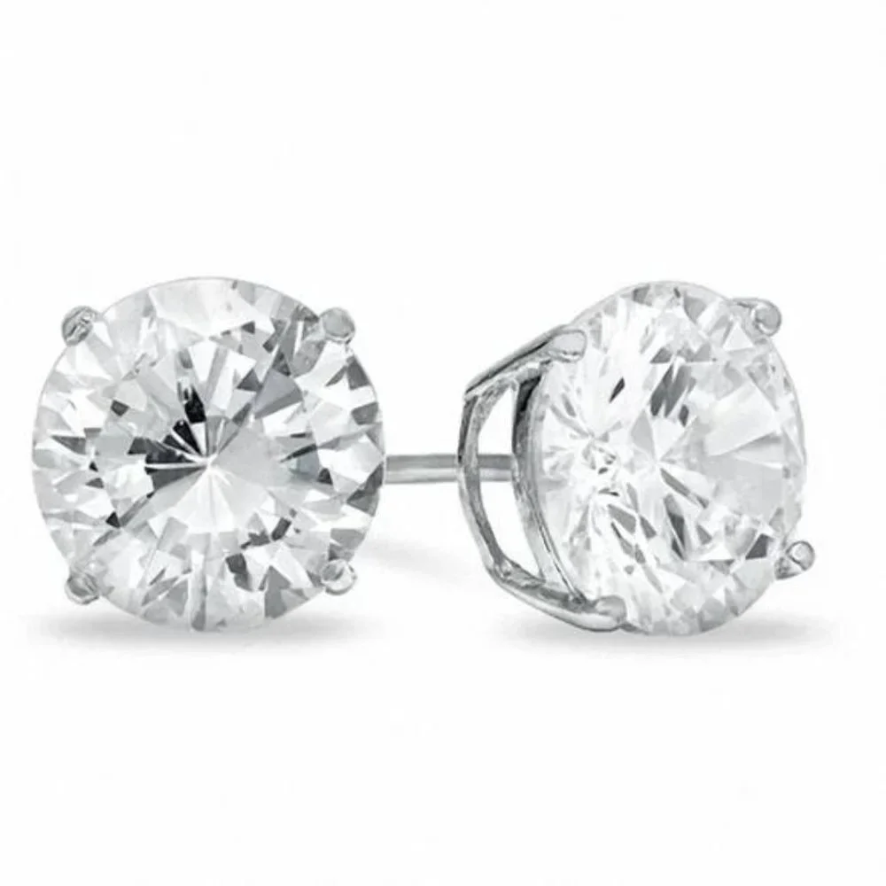 3 ctw Brilliant Round Cut Diamond Stud Earrings New - Picture 2 of 4